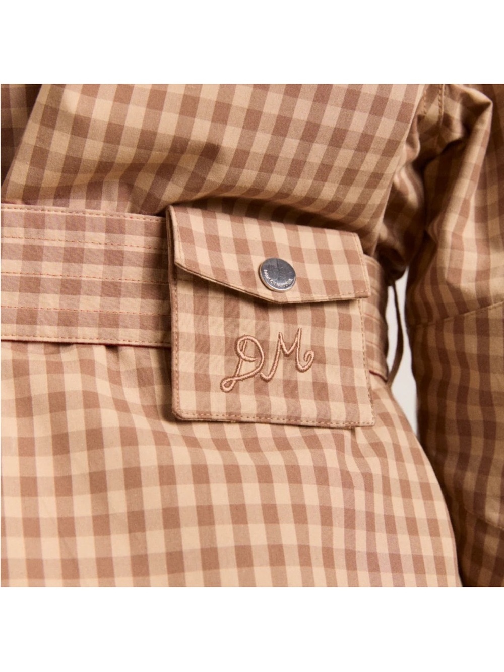 Damson Madder Reversible Red and Tan Check Women's Trench Coat oversized - Picture 11 of 16